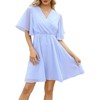 Coolmee Women's Summer Floral Sundress Short Sleeve Wrap V Neck A-Line Midi Dress - 2 of 4