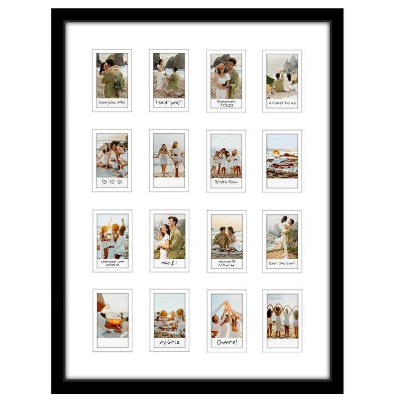 Americanflat Mini Instant Photo Collage Frame with Double White Mat - Display 2.1x3.4" Photos - Black, 1 of 8