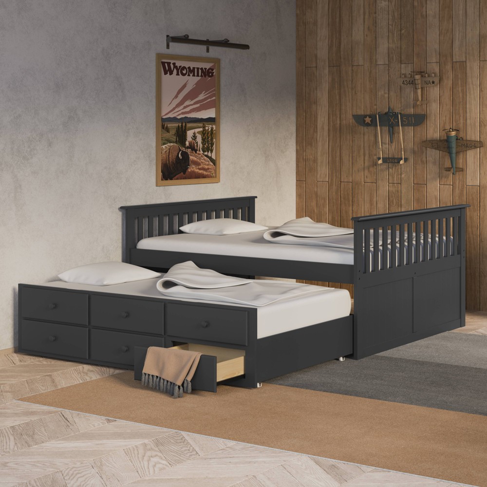 UPC 056927096343 product image for Full Lagoon Captain's Bed with Trundle Gray - Storkcraft | upcitemdb.com