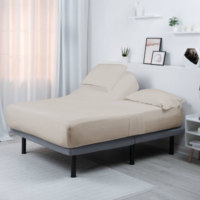 Medium Beige Split Head Queen Hyper-Cotton Bamboo Blend Sheet Set