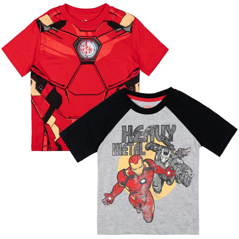 Marvel Avengers Spider-Man Black Panther Iron Man Hulk Captain America  2 Pack Graphic T-Shirts Toddler to Big Kid, 1 of 8
