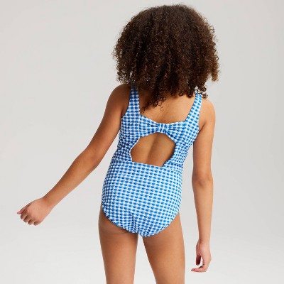 Детские купальники Cat & Jack Girls' Gingham Bow Back One Piece Swimsuit - Cat & Jack™ Blue L — фото 2