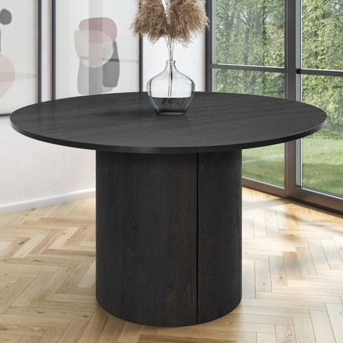 Dwen 46'' Kd Manufactured Wood Foild With Black Grain Paper Round Top ...