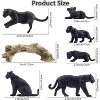 7-Piece Realistic Black Panther Family Figurines Set with Cub & Tree Trunk, Jungle Animal Educational Toy & Cake Topper - 2 of 4