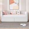 MAYEERTY Twin Size Upholstered Daybed, Ergonomic Backrest Trundle, Bedroom, Beige - 2 of 4