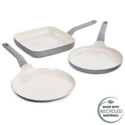 Moonmist Gray 10" Non-stick Ceramic Grill Pan with Recycled Aluminum