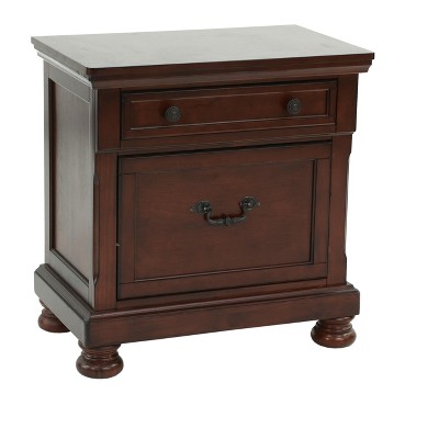 Vynxaria Wood Nightstand - Antique Cherry Color, 29" x 18" x 30"H, Classic Design, Bedroom Essential