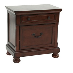 Vynxaria Wood Nightstand - Antique Cherry Color, 29" x 18" x 30"H, Classic Design, Bedroom Essential - 1 of 4