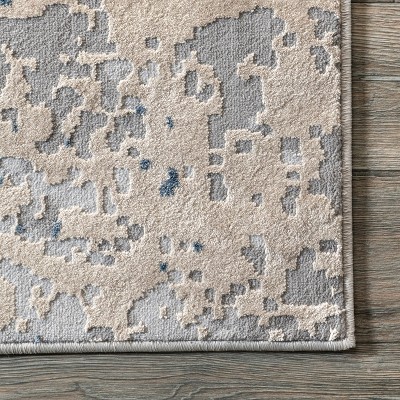 Light Grey Abstract Reversible Synthetic Area Rug 7x9