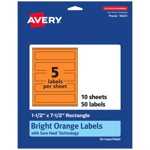 Avery Bright Orange Paper Labels, 1.5" x 7.5" Rectangle - 1 of 4