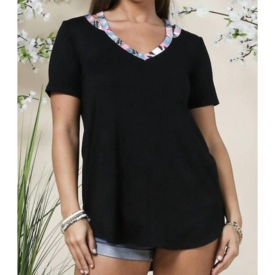 Women's V Neck Block Top - Avery Apparel