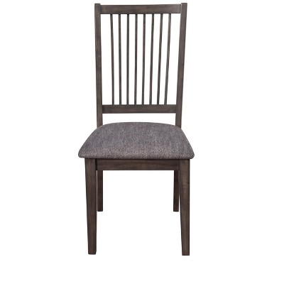 Transitional Gray Upholstered Side Chair with Wooden Slat Back