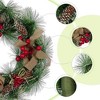Unique Bargains Home Front Door Christmas Snowflake White Ball Berries Pinecone Ornaments Wreaths 12" - 2 of 4