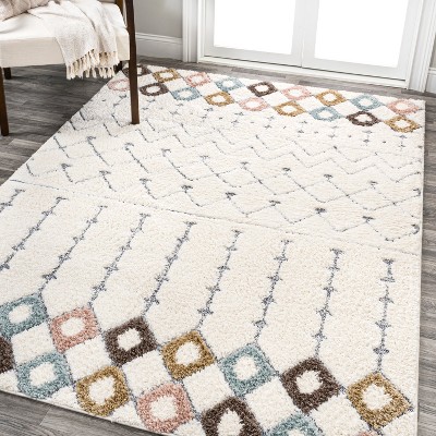 4' X 6' Pia Moroccan Trellis Plush Carved Area Rug, Multi/cream ...