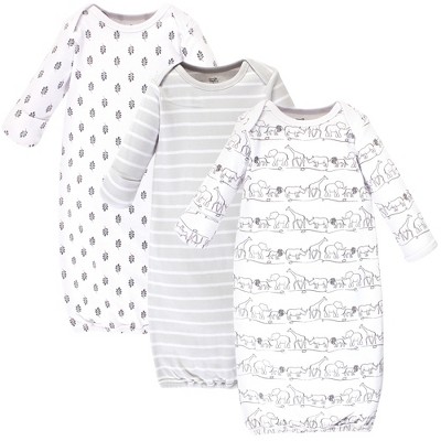 Touched by Nature Baby Organic Cotton Long-Sleeve Gowns 3pk, Safari, 0-6 Months