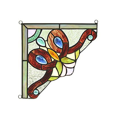 CHLOE Lighting VICTORIE Victorian Tiffany-glass Window Panel 8 Wide