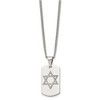 Black Bow Jewelry Stainless Steel & CZ Small Star of David Dog Tag Necklace, 22 Inch - 2 of 4