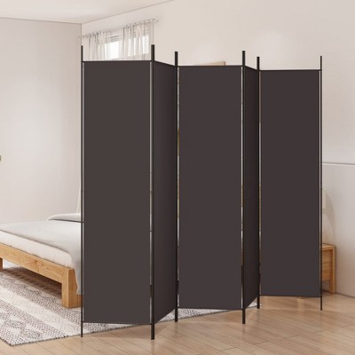 vidaXL 5-Panel Room Divider- 98.4"x78.7"- Durable, Extendable & Foldable Design- Brown Polyester Fabric Screen for Privacy & Sunlight Protection