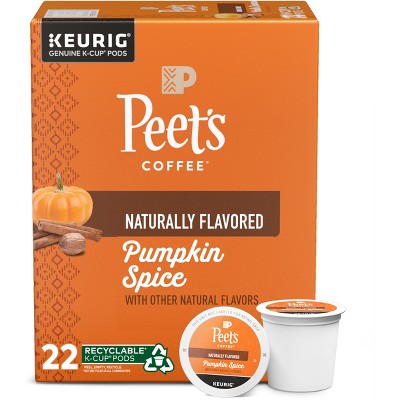 Peet's Coffee Pumpkin Spice Flavored Light Roast Coffee Keurig K-Cup Pods - 22ct/7.3oz