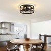 Ludomide 16" Industrial Caged Ceiling Fans with Lights, Round Flush Mount Ceiling Fan with Remote, Small Low Profile Ceiling Fan Light Fixture - 3 of 4