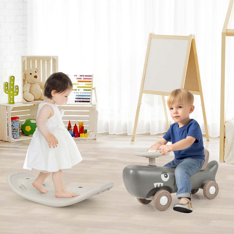 Costway Convertible Rocking Horse & Sliding Car with Detachable Balance Board Dark Gray/White, 4 of 11