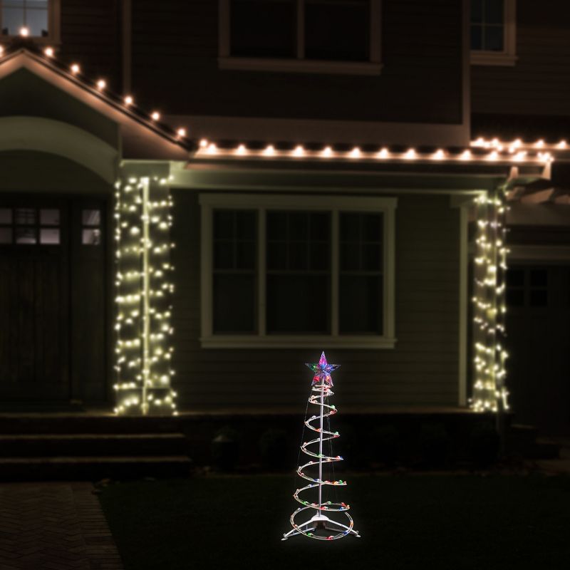 Northlight 3ft Lighted Spiral Cone Tree Outdoor Christmas Decoration, Multi Lights, 4 of 10