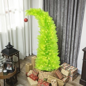 Aghana Digitals 5ft Slim Pencil Christmas Tree with 200 Warm White LEDs, Bent Top Red Ball, 438 - 1 of 4
