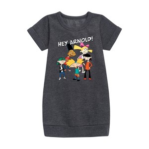 - Hey Arnold! - Group Shot Graphic Short Sleeve Fleece Dress - 1 of 3