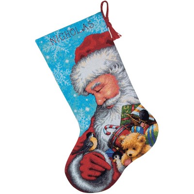 Dimensions Stocking Needlepoint Kit 16" Long-Santa & Toys Stiched In Floss