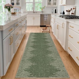 2'x6' Washable Area Rug, Modern Stripe, Low Pile Non-Slip Indoor, Minimalist Farmhouse Style, Non-Shedding Foldable Bedroom Mat, Black - 1 of 4