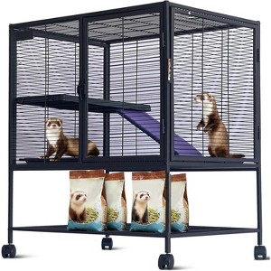 Metal Small Animal Cage,34 ''H Multi-Level Ferret Cage for Small Animals - Large Hamster Cage with Ramp, Extra Storage Stand - 1 of 4