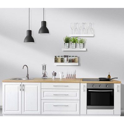 Elegant White Floating Mantel Wall Shelf Set