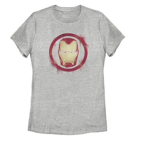 Women s Marvel Avengers Endgame Smudged Iron Man T Shirt Athletic Heather Small