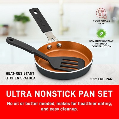 Copper Non-Stick Mini Frying Pan Set with Plastic Handle