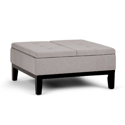 Lancaster Square Coffee Table Storage Ottoman Cloud Gray - Wyndenhall