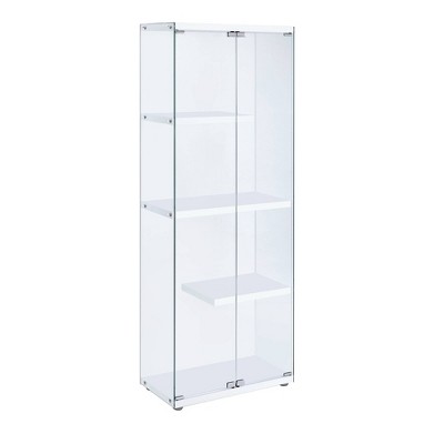 Maxwell Transitional Glam 68'' Transparent Glass Curio Cabinet