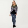 Anna-Kaci Women's Ribbed Knit Top with Leopard Print Contrast and V-Cut Design - 3 of 4
