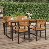vidaXL Garden Table Acacia Wood Brown, Powder-Coated Black - 2 of 4