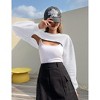 Womens Pullover Crochet Sweater Crew Neck Cropped Tops Shrugs Waffle Knit Crochet See Through Knit Top Cover Ups - 3 of 4