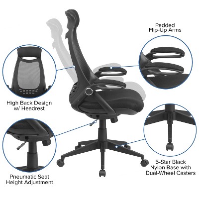 High Back Black Mesh Executive Swivel Office Chair with Adjustable Arms