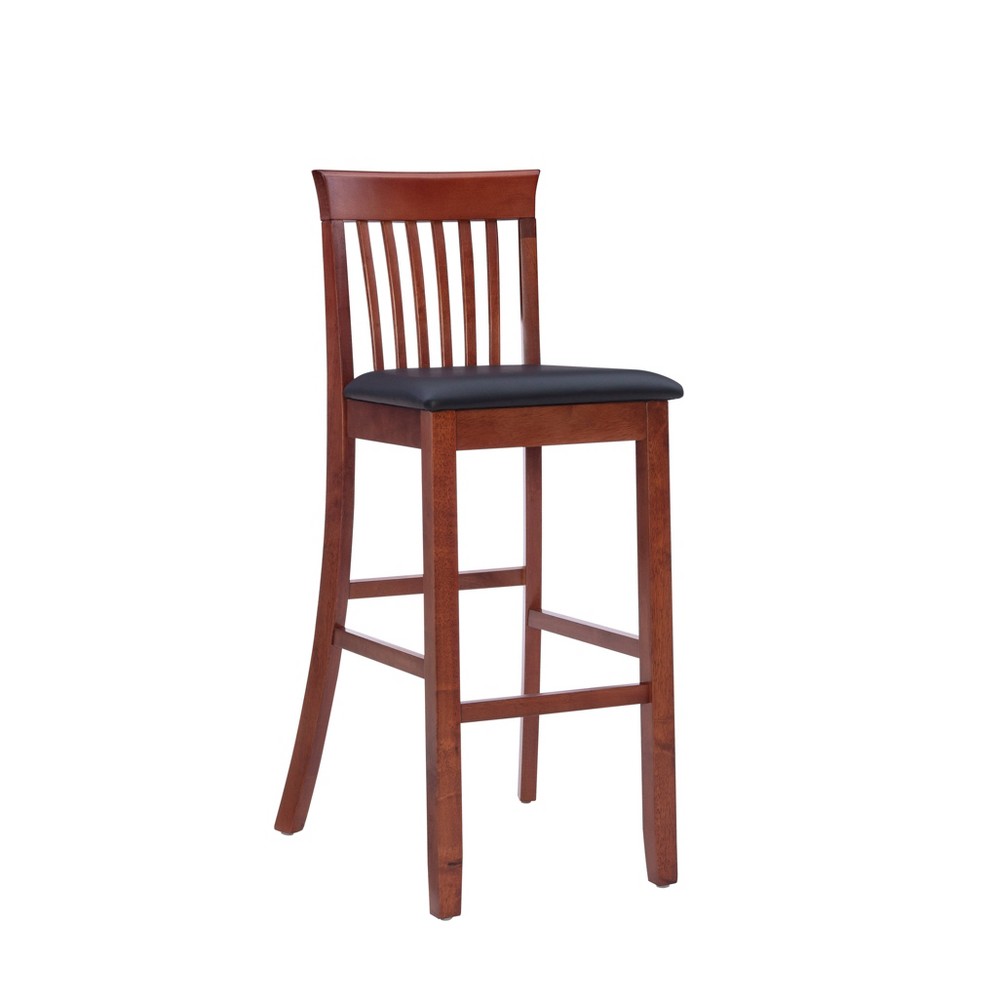 Photos - Chair Linon 30" Torino Craftsman Padded Seat Faux Leather Barstool Hardwood/Dark Cherr 