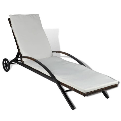 vidaXL Sun Lounger with Cushion & Wheels Poly Rattan Brown - image 1 of 4