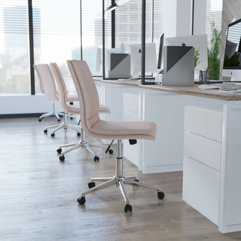 Flash Furniture Madigan Mid-Back Armless Swivel Task Office Chair with Upholstery and Adjustable Metal Base, 5 of 13