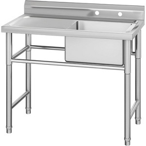 Stainless Steel Freestanding Utility Sink, Single Bowl with Backsplash,Commercial Prep for Kitchen, Garage, Laundry - 1 of 4