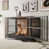 VisioGear 38.9" Dog Crate Furniture, Wooden Dog Crate Table with 2 Sliding Doors, Decorative Pet Crate House, Rustic Brown, 38.9"*23.78"*28.07" - 2 of 4
