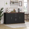ORRD 63" Farmhouse Storage Cabinet Barn Door, 2 Drawers, Adjustable Shelves Buffet Table for Kitchen Dining Room（Black） - 2 of 4