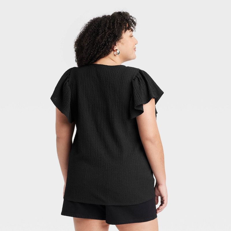 Women's Flutter Short Sleeve V-Neck T-Shirt - Ava & Viv™, 2 of 4
