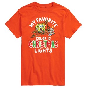 Men's - SpongeBob SquarePants - My Favorite Color Is Christmas Lights Spongebob and Gary Short Sleeve Graphic T-Shirt - 1 of 4