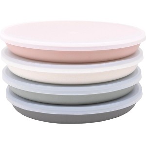 WeeSprout Bamboo Plates, Kid-Sized Bamboo Kids Plates, Dishwasher Safe Bamboo Plate for Kids, 4 pack - 1 of 4