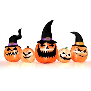 Tangkula Long Inflatable Pumpkin Family Waterproof Halloween Yard Decoration with Built-in LED Lights  Indoor & Outdoor Halloween Decor - 1 of 4